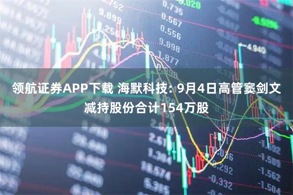 领航证券APP下载 海默科技: 9月4日高管窦剑文减持股份合计154万股